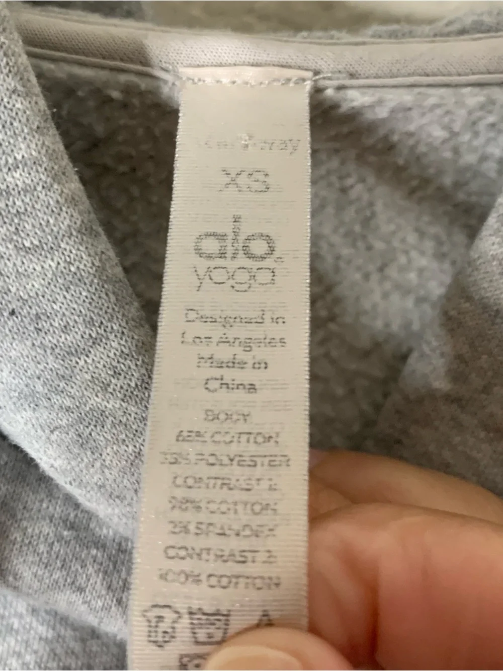 Alo yoga Womens gray cropped hooded sweatshirt XS